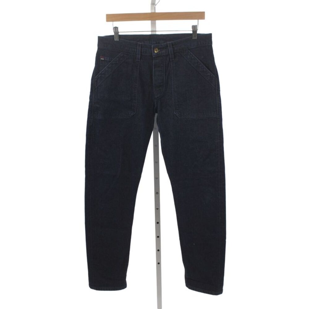 Designer Mens Straight Jeans Blue Mid-Rise Cotton Casual Size 31